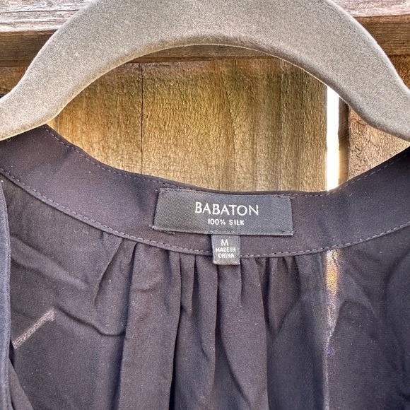 Babaton Aritzia 100% Silk Black Tie Waist Button Front Casual Mini Dress - Picture 5 of 7